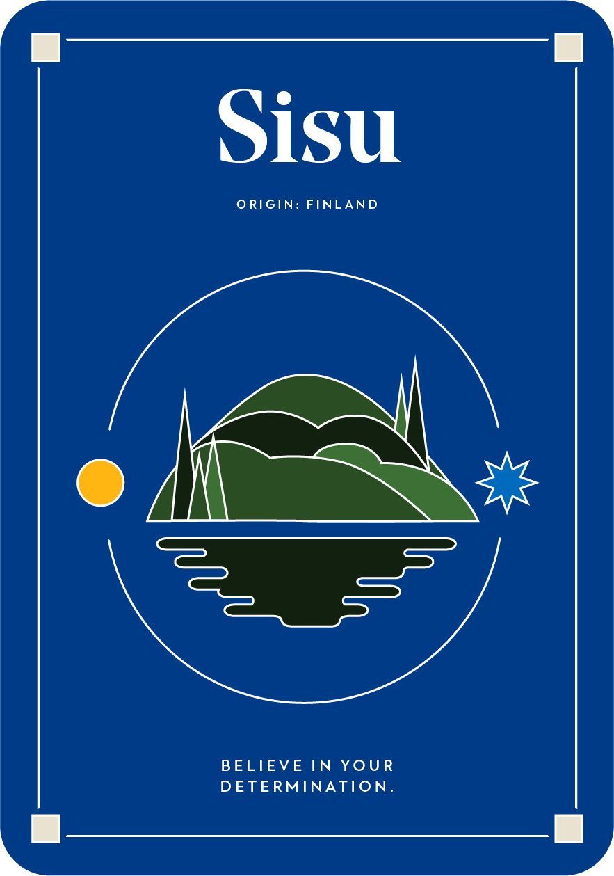 Mountain with the sun and stars.